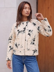 Roman White Floral Flock Quilted Jacket - Image 2 of 4