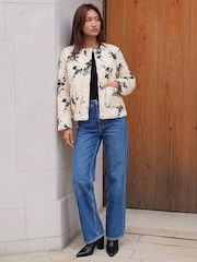 Roman White Floral Flock Quilted Jacket - Image 3 of 4