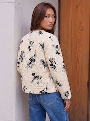 Roman White Floral Flock Quilted Jacket - Image 4 of 4