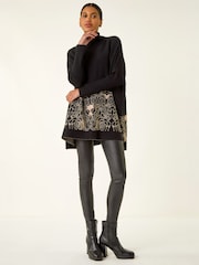 Roman Black Mono Print High Neck Knit Jumper - Image 3 of 4