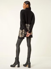 Roman Black Mono Print High Neck Knit Jumper - Image 4 of 4