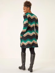 Roman Green Zig Zag Side Button Dress - Image 3 of 4