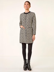 Roman Black Animal Print Knitted Shift Dress - Image 1 of 4