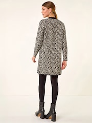 Roman Black Animal Print Knitted Shift Dress - Image 3 of 4
