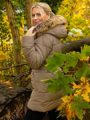 Roman Brown Faux Fur Padded Belt Coat - Image 3 of 3
