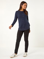Roman Blue Nep Fabric Curved Hem Jumper - Image 2 of 4
