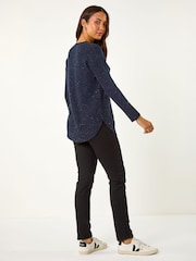 Roman Blue Nep Fabric Curved Hem Jumper - Image 3 of 4