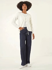 Roman White Bow Front Buttoned Knit Cardigan - Image 2 of 4