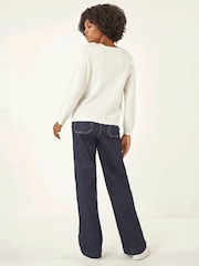 Roman White Bow Front Buttoned Knit Cardigan - Image 3 of 4