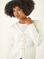 Roman White Bow Front Buttoned Knit Cardigan - Image 4 of 4