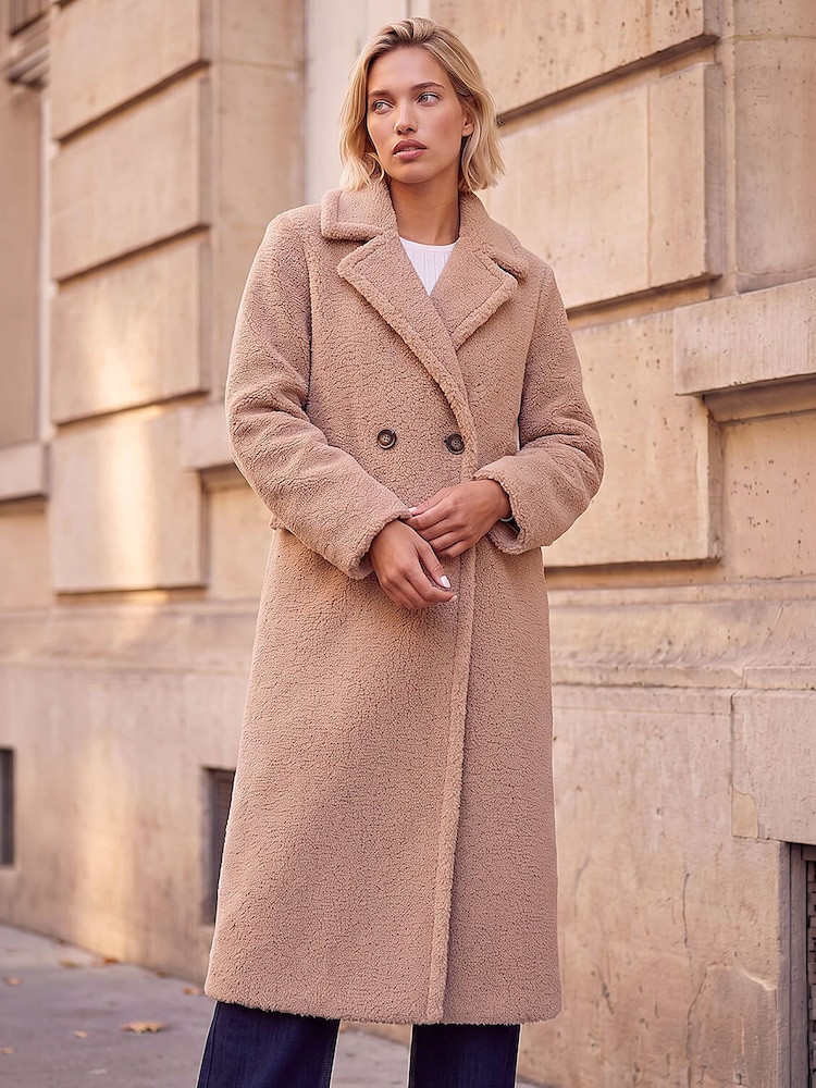 Roman Brown Borg Single Breasted Coat - Image 2 of 4