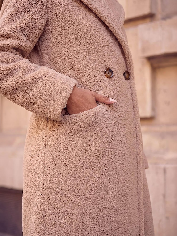 Roman Brown Borg Single Breasted Coat - Image 4 of 4