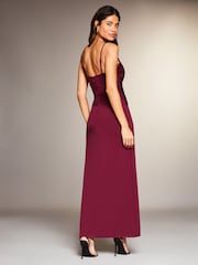 Lipsy Red Applique Lace Cami Maxi Dress - Image 2 of 4