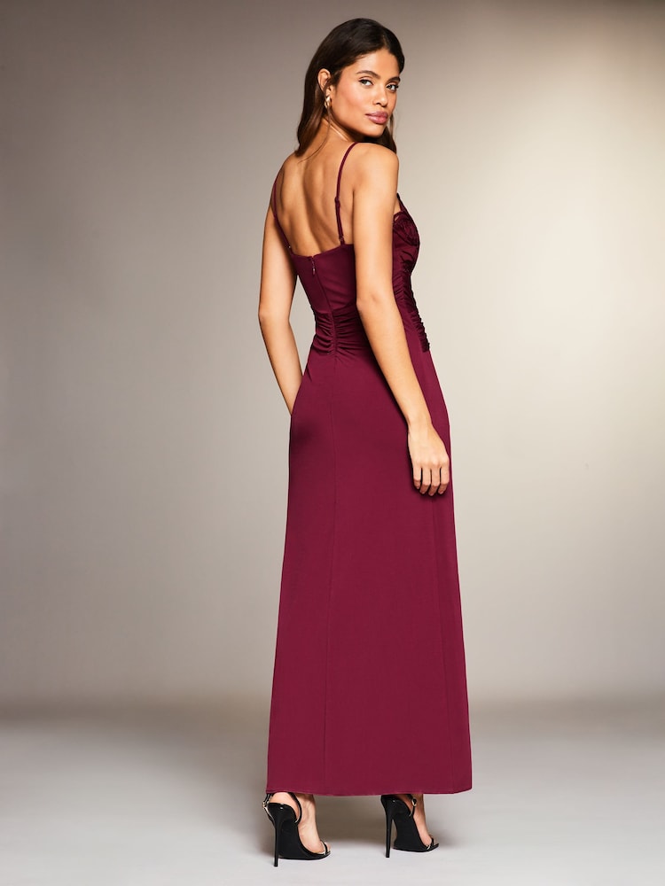 Lipsy Red Applique Lace Cami Maxi Dress - Image 2 of 4