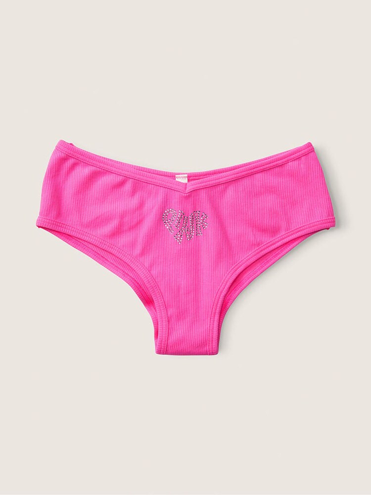 Victoria's Secret PINK Atomic Pink with Diamente Pink Cheeky Cotton Knickers - Image 1 of 2
