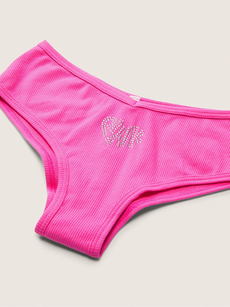 Victoria's Secret PINK Atomic Pink with Diamente Pink Cheeky Cotton Knickers - Image 2 of 2