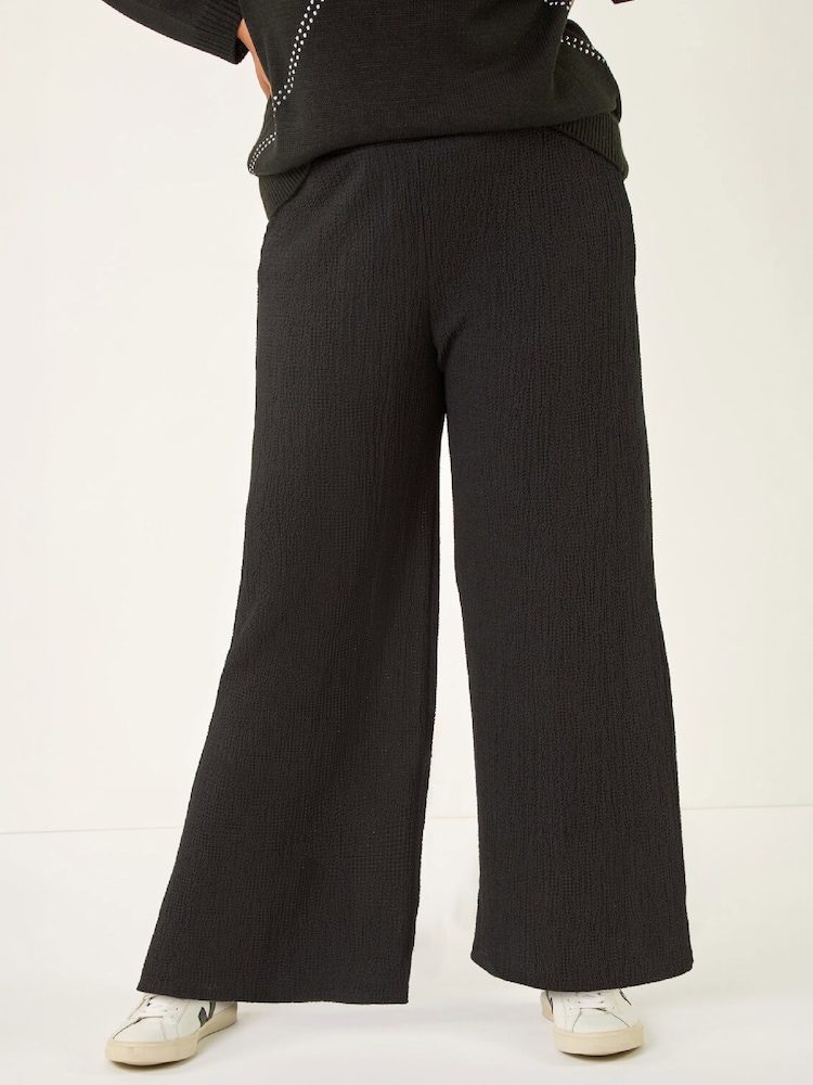 Roman Black Curve Textured Stretch Trousers - Image 4 of 4 Roman Black Curve Textured Stretch Trousers - Image 4 of 4