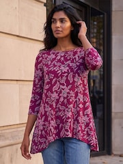 Roman Red Floral Hanky Hem Tunic Top - Image 1 of 4
