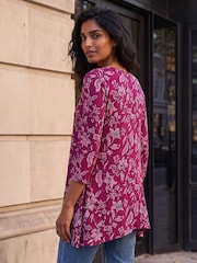 Roman Red Floral Hanky Hem Tunic Top - Image 3 of 4