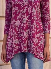 Roman Red Floral Hanky Hem Tunic Top - Image 4 of 4
