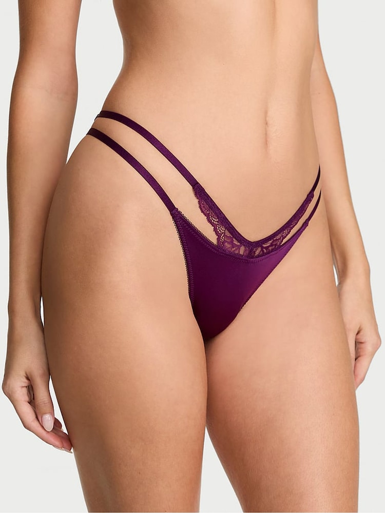 Victoria's Secret Party On Purple G-String Lace Trim Cut Out Knickers - Image 1 of 2 Victoria's Secret Party On Purple G-String Lace Trim Cut Out Knickers - Image 1 of 2