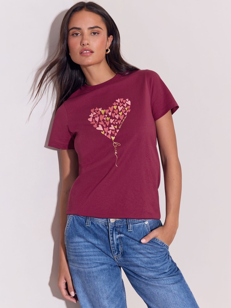 Lipsy Red Boyfriend Wear It With Love T-Shirt - Image 1 of 5