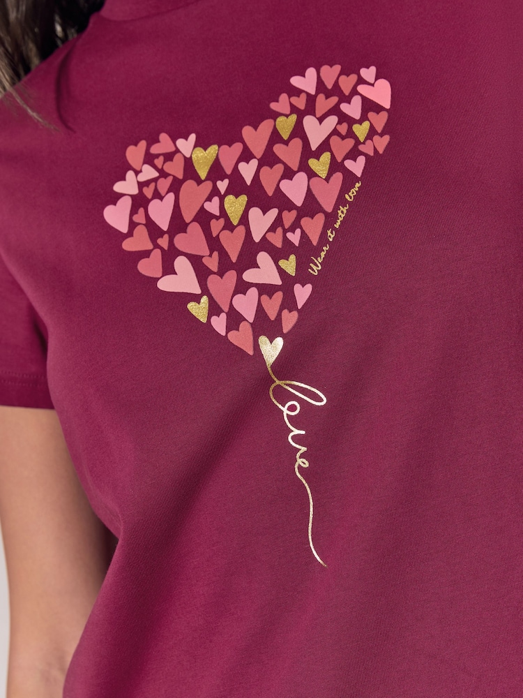Lipsy Red Boyfriend Wear It With Love T-Shirt - Image 2 of 5