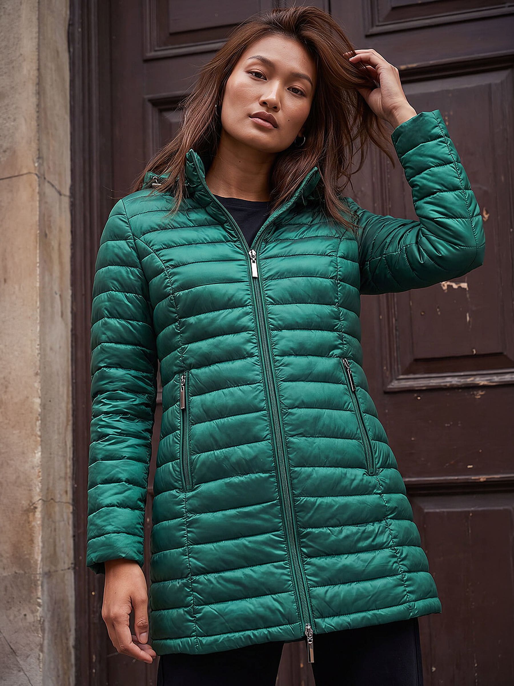 Roman Women's Green Longline Quilted Hooded Puffer Coat In | : Size 20 - Image 4