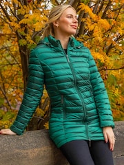 Roman Green Longline Quilted Hooded Puffer Coat - Image 1 of 4