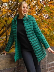 Roman Green Longline Quilted Hooded Puffer Coat - Image 4 of 4