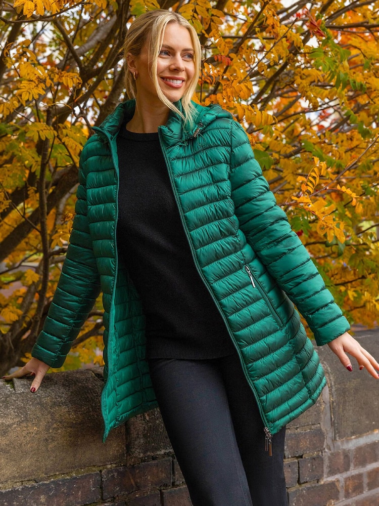 Roman Green Longline Quilted Hooded Puffer Coat - Image 4 of 4 Roman Green Longline Quilted Hooded Puffer Coat - Image 4 of 4