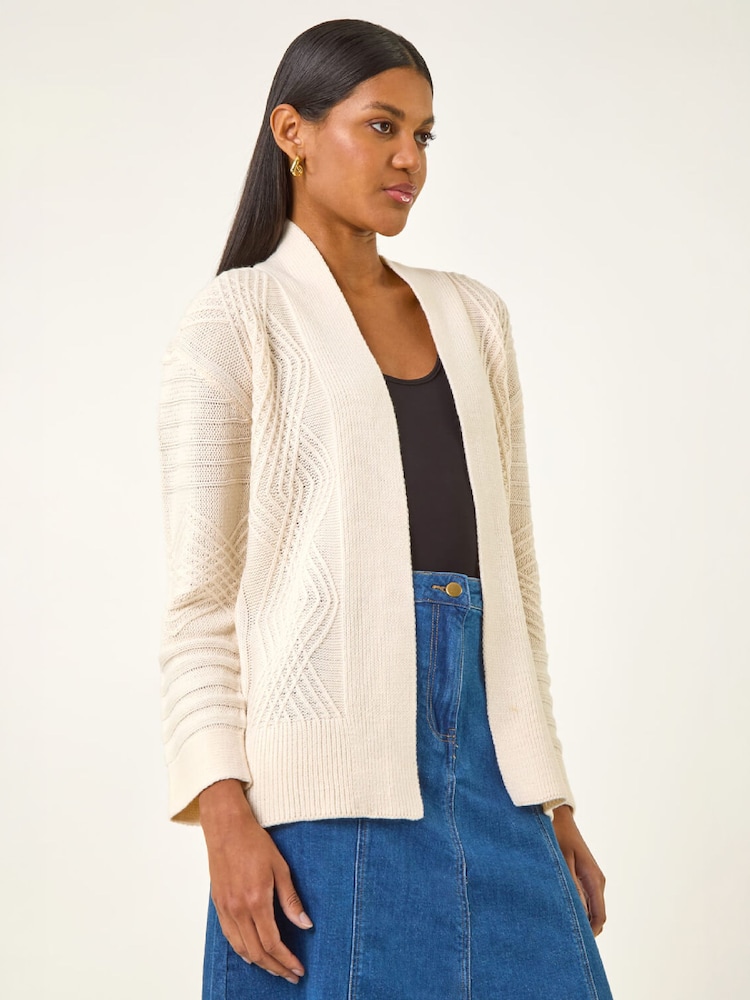 Roman White Textured Knit Cardigan - Image 4 of 4
