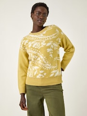 Roman Green Floral Jacquard Knit Jumper - Image 4 of 4