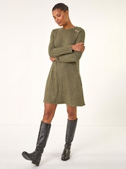 Roman Green Textured Ribbed Swing Dress - Image 2 of 4