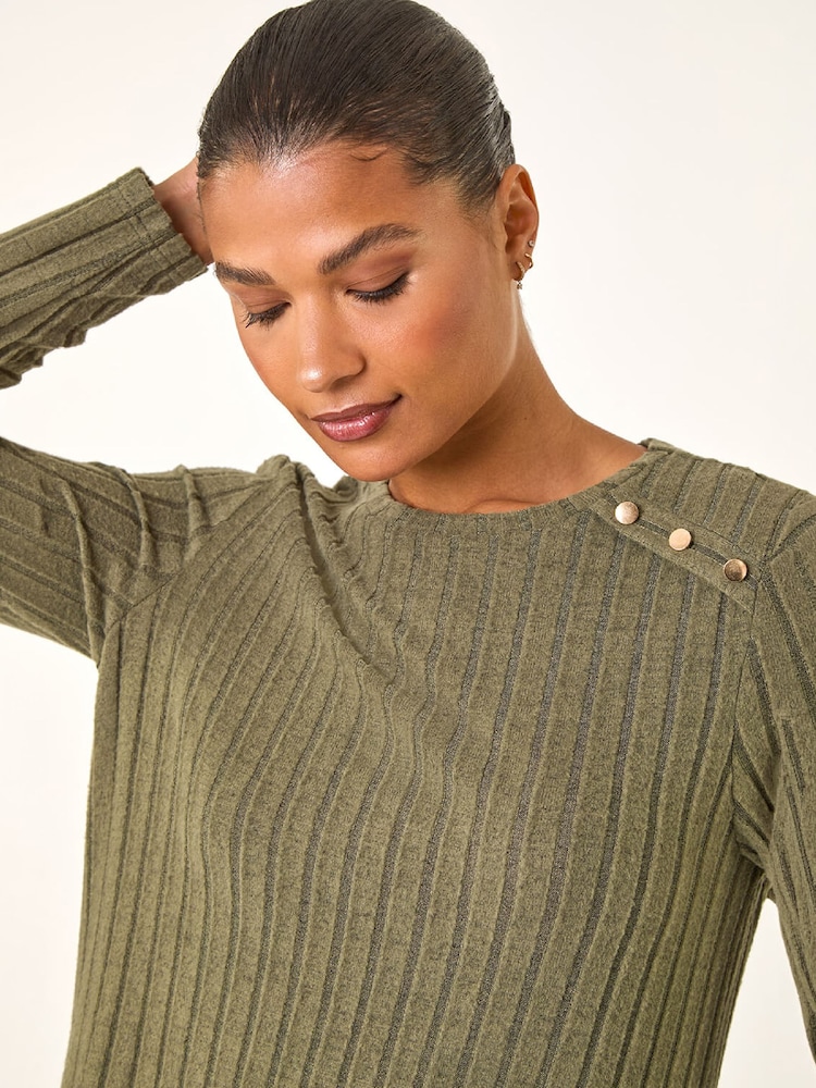 Roman Green Textured Ribbed Swing Dress - Image 4 of 4 Roman Green Textured Ribbed Swing Dress - Image 4 of 4