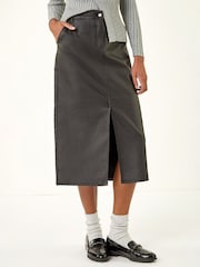 Roman Black Coated Midi Pencil Skirt - Image 1 of 4