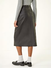 Roman Black Coated Midi Pencil Skirt - Image 2 of 4