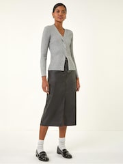 Roman Black Coated Midi Pencil Skirt - Image 3 of 4