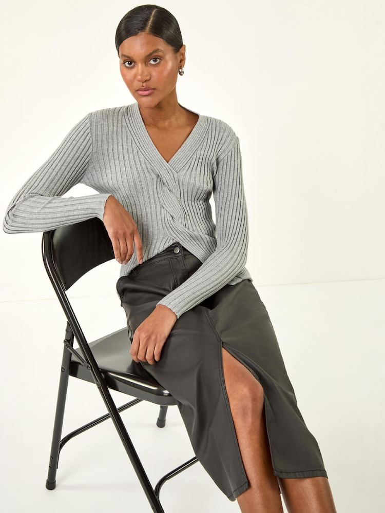 Roman Black Coated Midi Pencil Skirt - Image 4 of 4