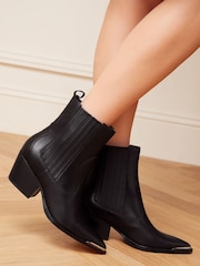 Love & Roses Black Mid Heel Western Boot - Image 1 of 4