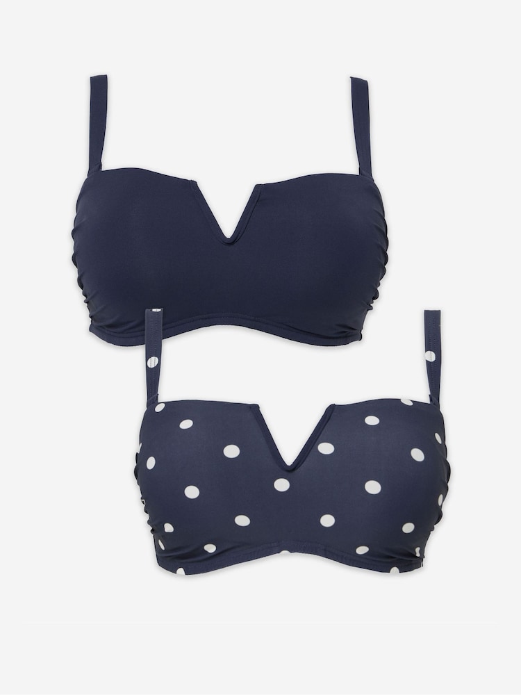Simply Be Blue Bandeau Bikini Tops 2 Pack - Image 5 of 5 Simply Be Blue Bandeau Bikini Tops 2 Pack - Image 5 of 5