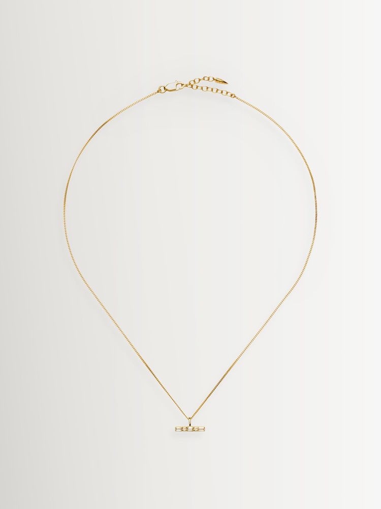Missoma Gold Tone Lucy Williams T-Bar Stone Pendant Necklace - Image 1 of 3 Missoma Gold Tone Lucy Williams T-Bar Stone Pendant Necklace - Image 1 of 3