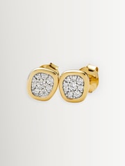 Missoma Gold Tone Molten Soft Square Pave Stud Earrings - Image 1 of 2