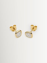 Missoma Gold Tone Molten Soft Square Pave Stud Earrings - Image 2 of 2