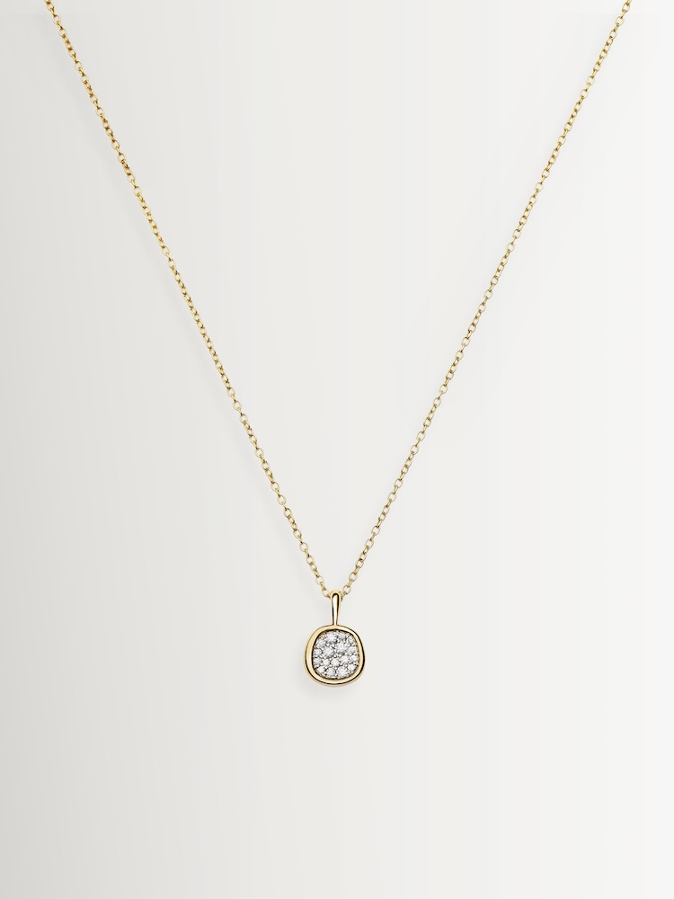 Missoma Gold Tone Molten Soft Square Pave Pendant Necklace - Image 2 of 3 Missoma Gold Tone Molten Soft Square Pave Pendant Necklace - Image 2 of 3
