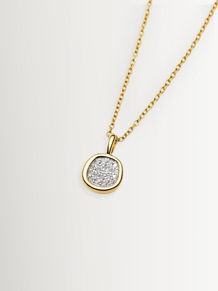 Missoma Gold Tone Molten Soft Square Pave Pendant Necklace - Image 3 of 3 Missoma Gold Tone Molten Soft Square Pave Pendant Necklace - Image 3 of 3