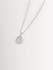 Missoma Silver Tone Molten Soft Square Pave Pendant Necklace - Image 3 of 3