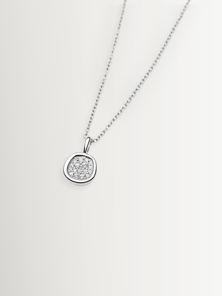 Missoma Silver Tone Molten Soft Square Pave Pendant Necklace - Image 3 of 3