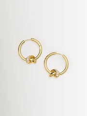 Missoma Gold Tone Lucy Williams Pave Knot Small Hoop Earrings - Image 2 of 3