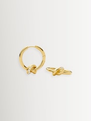 Missoma Gold Tone Lucy Williams Pave Knot Small Hoop Earrings - Image 3 of 3